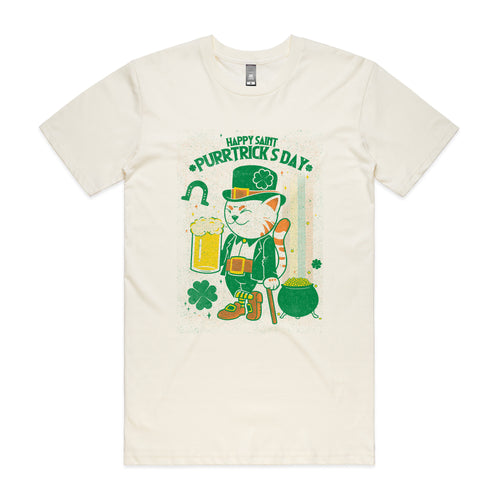St Purrtrick's Day Tee by Lonely Kids Club. All clothing from our T-shirts to our shorts and hoodies are ethically made, and printed packed and shipped from Sydney.