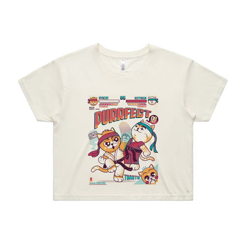 Purrfect Tee by Lonely Kids Club. All clothing from our T-shirts to our shorts and hoodies are ethically made, and printed packed and shipped from Sydney.