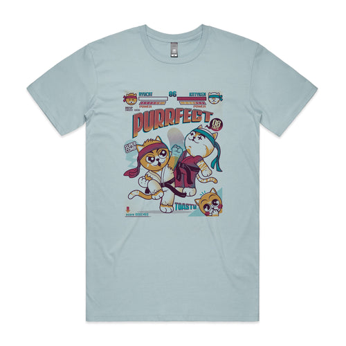 Purrfect Tee by Lonely Kids Club. All clothing from our T-shirts to our shorts and hoodies are ethically made, and printed packed and shipped from Sydney.