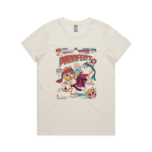 Purrfect Tee by Lonely Kids Club. All clothing from our T-shirts to our shorts and hoodies are ethically made, and printed packed and shipped from Sydney.