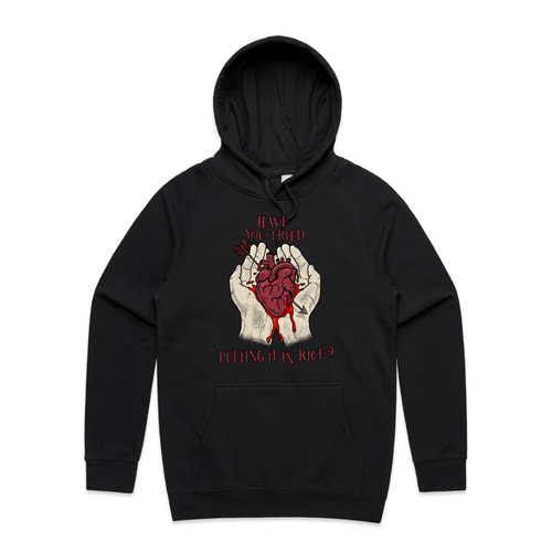 Put It In Rice Hoodie by Lonely Kids Club. All clothing from our T-shirts to our shorts and hoodies are ethically made, and printed packed and shipped from Sydney.