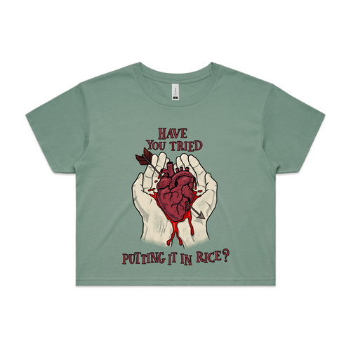 Put It In Rice Tee by Lonely Kids Club. All clothing from our T-shirts to our shorts and hoodies are ethically made, and printed packed and shipped from Sydney.