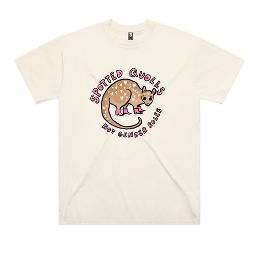 Spotted Quolls Tee by Lonely Kids Club. All clothing from our T-shirts to our shorts and hoodies are ethically made, and printed packed and shipped from Sydney.