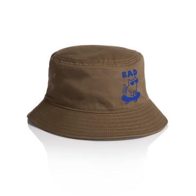 Rad Cat Bucket Hat by Lonely Kids Club. All clothing from our T-shirts to our shorts and hoodies are ethically made, and printed packed and shipped from Sydney.