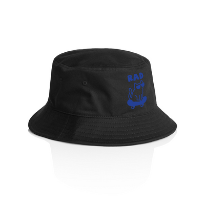 Rad Cat Bucket Hat by Lonely Kids Club. All clothing from our T-shirts to our shorts and hoodies are ethically made, and printed packed and shipped from Sydney.
