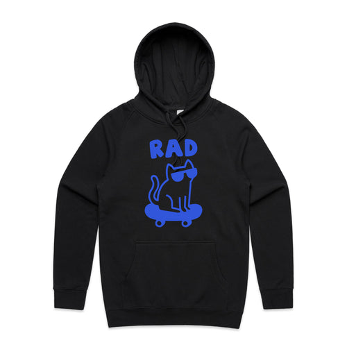 Rad Cat Hoodie by Lonely Kids Club. All clothing from our T-shirts to our shorts and hoodies are ethically made, and printed packed and shipped from Sydney.