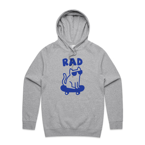 Rad Cat Hoodie by Lonely Kids Club. All clothing from our T-shirts to our shorts and hoodies are ethically made, and printed packed and shipped from Sydney.