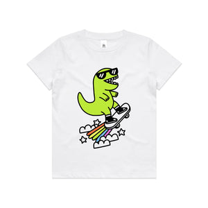 Rad Rex Kids Tee by Lonely Kids Club. All clothing from our T-shirts to our shorts and hoodies are ethically made, and printed packed and shipped from Sydney.