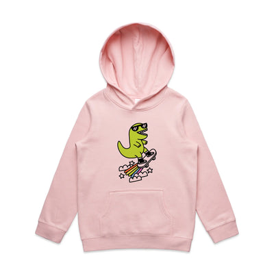 Rad Rex Kids Hoodie by Lonely Kids Club. All clothing from our T-shirts to our shorts and hoodies are ethically made, and printed packed and shipped from Sydney.
