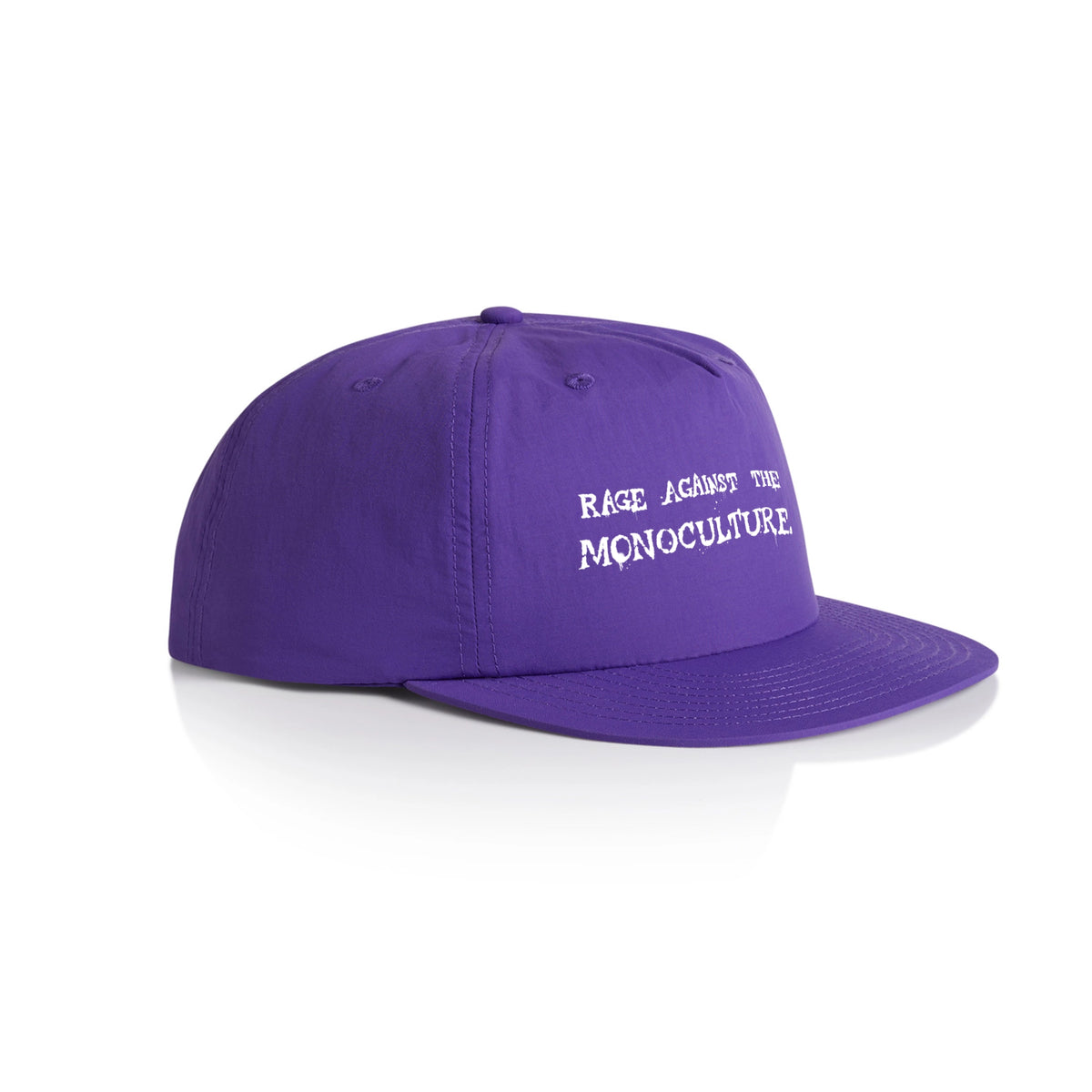 Purple active cap with Rage Against The Monoculture Hat graphic by Lonely Kids Club