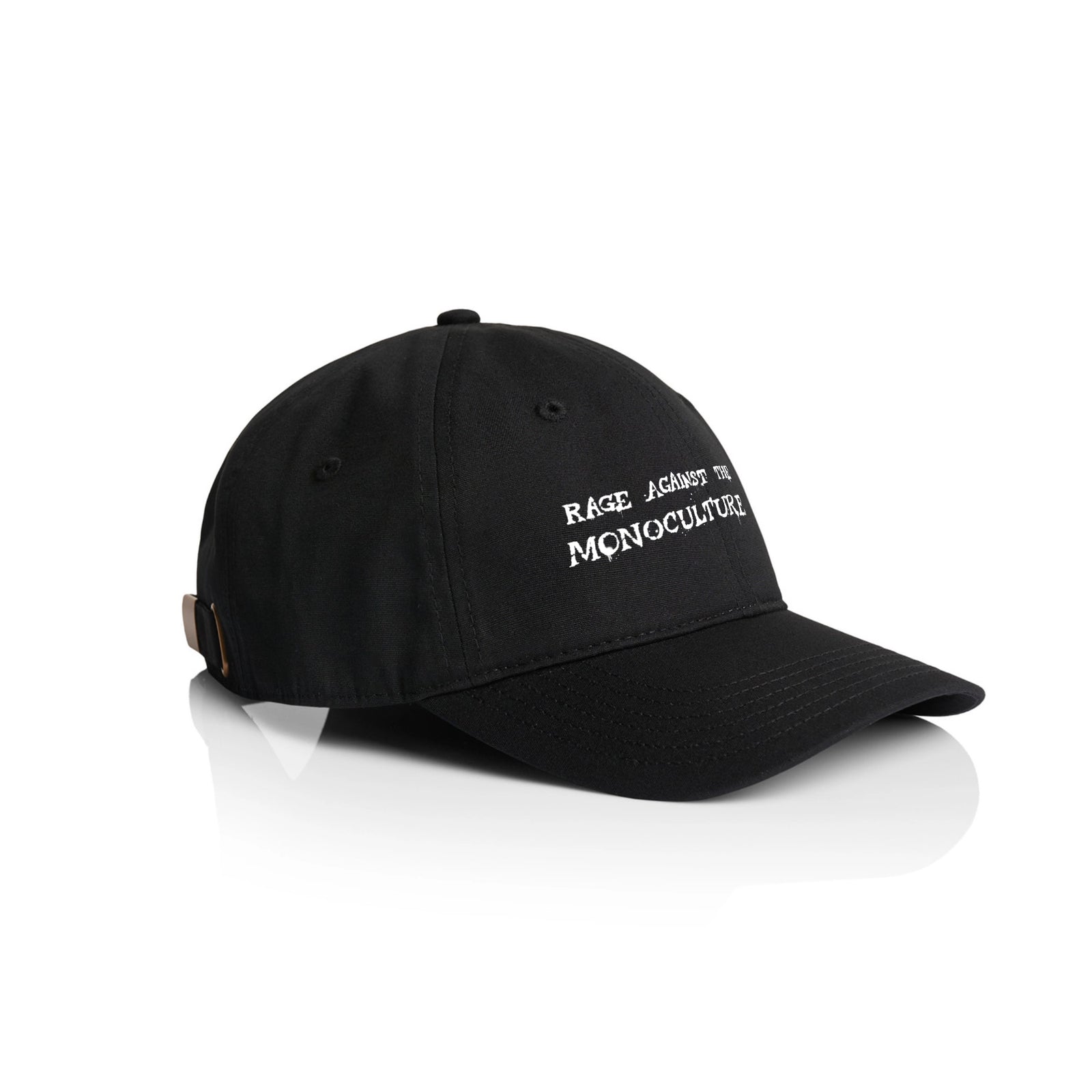 Black classic cap with Rage Against The Monoculture Hat graphic by Lonely Kids Club