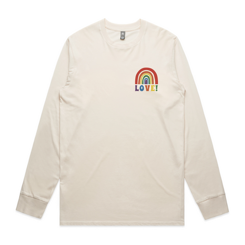 Rainbow Love Tee by Lonely Kids Club. All clothing from our T-shirts to our shorts and hoodies are ethically made, and printed packed and shipped from Sydney.