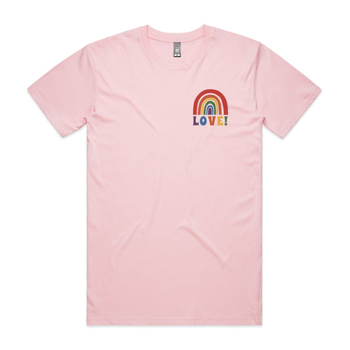 Rainbow Love Tee by Lonely Kids Club. All clothing from our T-shirts to our shorts and hoodies are ethically made, and printed packed and shipped from Sydney.