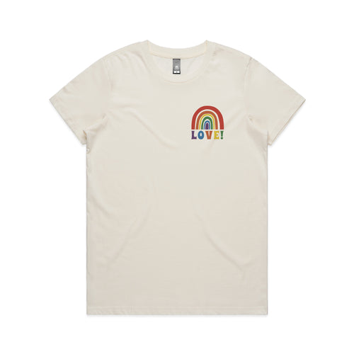 Rainbow Love Tee by Lonely Kids Club. All clothing from our T-shirts to our shorts and hoodies are ethically made, and printed packed and shipped from Sydney.