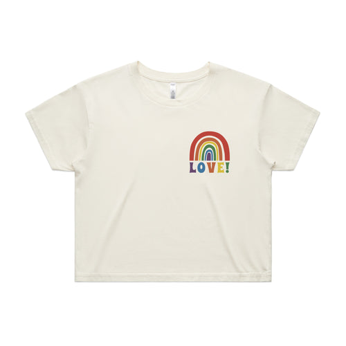 Rainbow Love Tee by Lonely Kids Club. All clothing from our T-shirts to our shorts and hoodies are ethically made, and printed packed and shipped from Sydney.