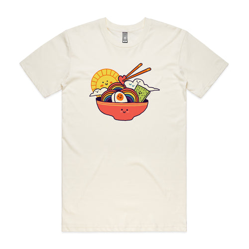 Rainbow Ramen Tee by Lonely Kids Club. All clothing from our T-shirts to our shorts and hoodies are ethically made, and printed packed and shipped from Sydney.