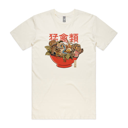 Ramen Raptors Tee by Lonely Kids Club. All clothing from our T-shirts to our shorts and hoodies are ethically made, and printed packed and shipped from Sydney.