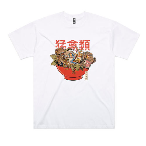 Ramen Raptors Oversized Tee by Lonely Kids Club. All clothing from our T-shirts to our shorts and hoodies are ethically made, and printed packed and shipped from Sydney.