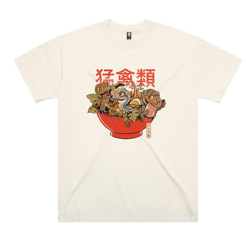 Ramen Raptors Oversized Tee by Lonely Kids Club. All clothing from our T-shirts to our shorts and hoodies are ethically made, and printed packed and shipped from Sydney.