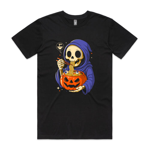 Ramen Reaper Tee by Lonely Kids Club. All clothing from our T-shirts to our shorts and hoodies are ethically made, and printed packed and shipped from Sydney.