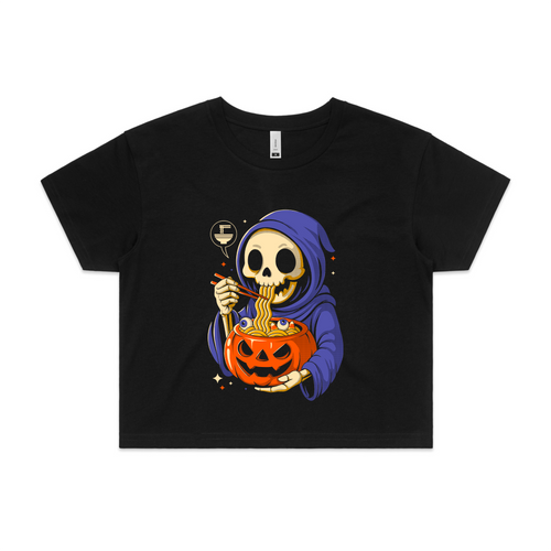Ramen Reaper Tee by Lonely Kids Club. All clothing from our T-shirts to our shorts and hoodies are ethically made, and printed packed and shipped from Sydney.