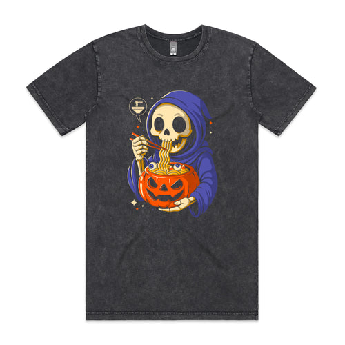 Ramen Reaper Tee by Lonely Kids Club. All clothing from our T-shirts to our shorts and hoodies are ethically made, and printed packed and shipped from Sydney.