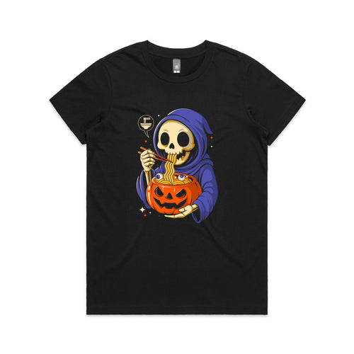 Ramen Reaper Tee by Lonely Kids Club. All clothing from our T-shirts to our shorts and hoodies are ethically made, and printed packed and shipped from Sydney.
