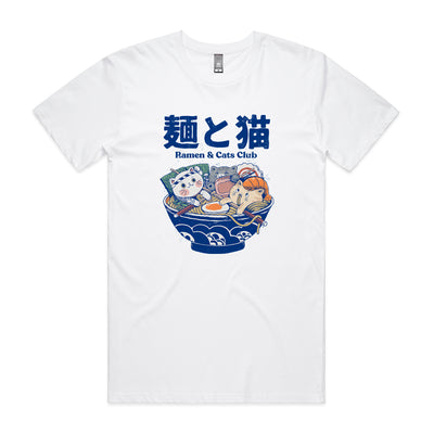 Ramen & Cats Club Tee by Lonely Kids Club. All clothing from our T-shirts to our shorts and hoodies are ethically made, and printed packed and shipped from Sydney.