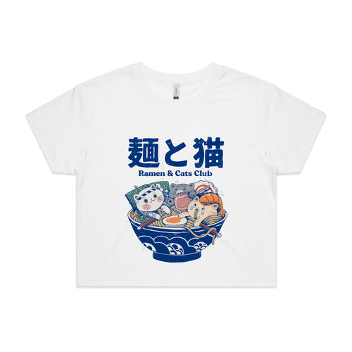 Ramen & Cats Club Tee by Lonely Kids Club. All clothing from our T-shirts to our shorts and hoodies are ethically made, and printed packed and shipped from Sydney.