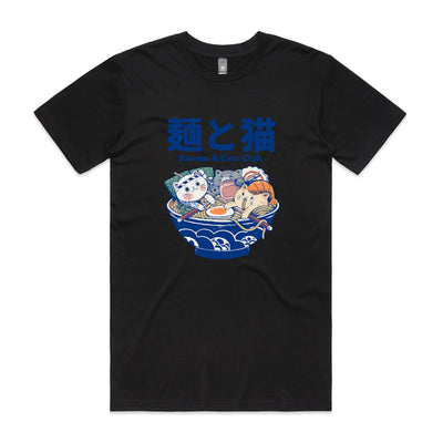 Ramen & Cats Club Tee by Lonely Kids Club. All clothing from our T-shirts to our shorts and hoodies are ethically made, and printed packed and shipped from Sydney.