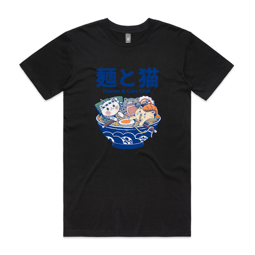 Ramen & Cats Club Tee by Lonely Kids Club. All clothing from our T-shirts to our shorts and hoodies are ethically made, and printed packed and shipped from Sydney.