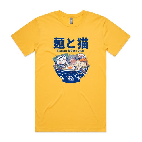 Ramen & Cats Club Tee by Lonely Kids Club. All clothing from our T-shirts to our shorts and hoodies are ethically made, and printed packed and shipped from Sydney.