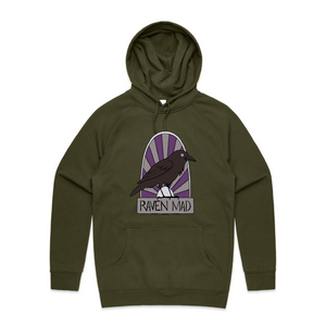 Raven Mad Hoodie by Lonely Kids Club. All clothing from our T-shirts to our shorts and hoodies are ethically made, and printed packed and shipped from Sydney.