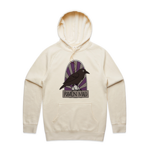 Raven Mad Hoodie by Lonely Kids Club. All clothing from our T-shirts to our shorts and hoodies are ethically made, and printed packed and shipped from Sydney.