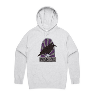 Raven Mad Hoodie by Lonely Kids Club. All clothing from our T-shirts to our shorts and hoodies are ethically made, and printed packed and shipped from Sydney.