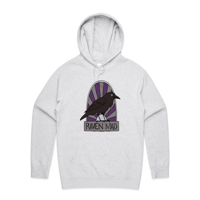 Raven Mad Hoodie by Lonely Kids Club. All clothing from our T-shirts to our shorts and hoodies are ethically made, and printed packed and shipped from Sydney.