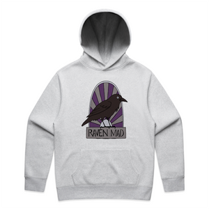 Raven Mad Hoodie by Lonely Kids Club. All clothing from our T-shirts to our shorts and hoodies are ethically made, and printed packed and shipped from Sydney.
