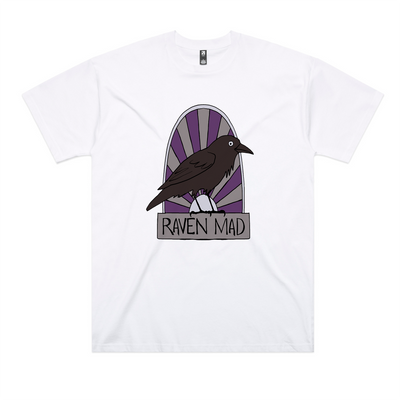 Raven Mad Oversized Tee by Lonely Kids Club. All clothing from our T-shirts to our shorts and hoodies are ethically made, and printed packed and shipped from Sydney.