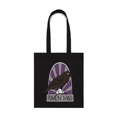 Raven Mad Tote by Lonely Kids Club. All clothing from our T-shirts to our shorts and hoodies are ethically made, and printed packed and shipped from Sydney.