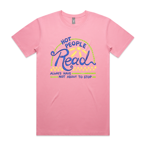 Hot People Read Tee by Lonely Kids Club. All clothing from our T-shirts to our shorts and hoodies are ethically made, and printed packed and shipped from Sydney.