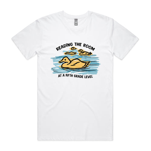 Reading The Room Tee by Lonely Kids Club. All clothing from our T-shirts to our shorts and hoodies are ethically made, and printed packed and shipped from Sydney.
