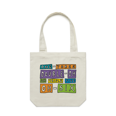Reading Writing Hotline Tote by Lonely Kids Club. All clothing from our T-shirts to our shorts and hoodies are ethically made, and printed packed and shipped from Sydney.