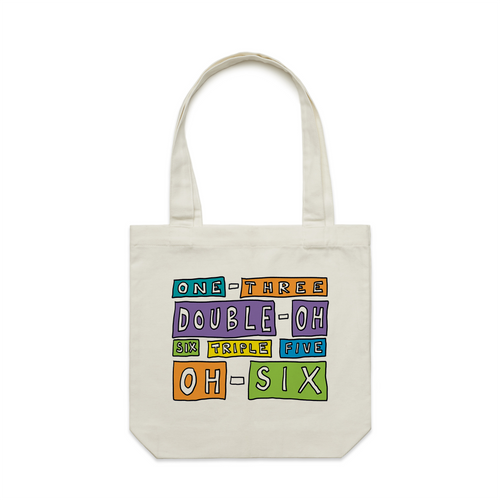 Reading Writing Hotline Tote by Lonely Kids Club. All clothing from our T-shirts to our shorts and hoodies are ethically made, and printed packed and shipped from Sydney.