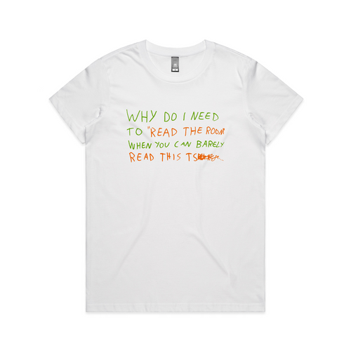 Read The Room Tee by Lonely Kids Club. All clothing from our T-shirts to our shorts and hoodies are ethically made, and printed packed and shipped from Sydney.