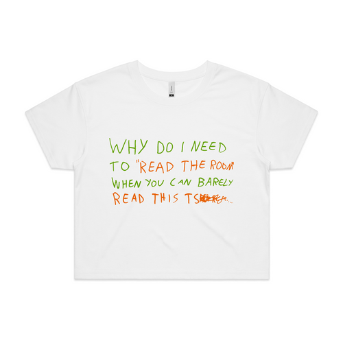 Read The Room Tee by Lonely Kids Club. All clothing from our T-shirts to our shorts and hoodies are ethically made, and printed packed and shipped from Sydney.