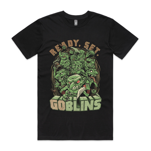 Ready Set Goblins Tee by Lonely Kids Club. All clothing from our T-shirts to our shorts and hoodies are ethically made, and printed packed and shipped from Sydney.