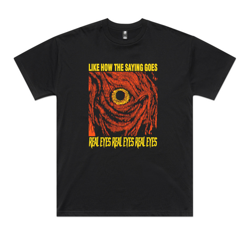 Real Eyes Tee by Lonely Kids Club. All clothing from our T-shirts to our shorts and hoodies are ethically made, and printed packed and shipped from Sydney.