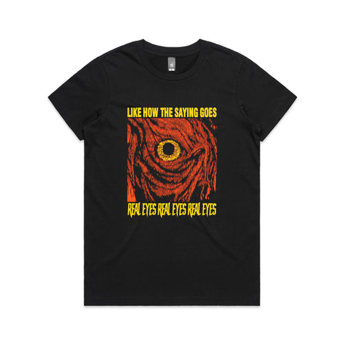 Real Eyes Tee by Lonely Kids Club. All clothing from our T-shirts to our shorts and hoodies are ethically made, and printed packed and shipped from Sydney.