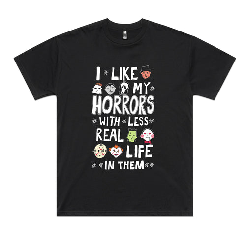 Less Real Life Tee by Lonely Kids Club. All clothing from our T-shirts to our shorts and hoodies are ethically made, and printed packed and shipped from Sydney.
