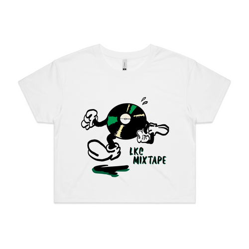 LKC Mixtape Running Record Tee by Lonely Kids Club. All clothing from our T-shirts to our shorts and hoodies are ethically made, and printed packed and shipped from Sydney.